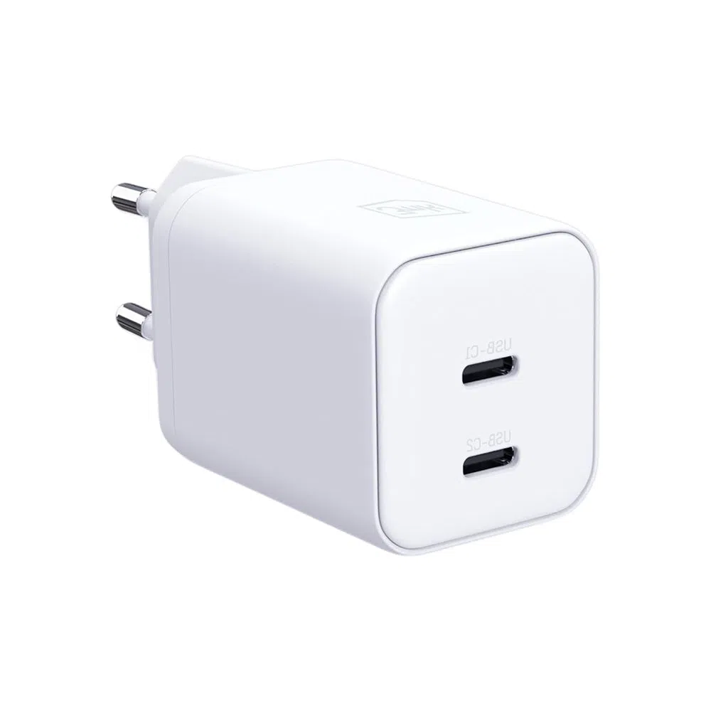 Caricatore da rete 3MK Hyper, 45W, 2 x USB-C, Bianco — 1
