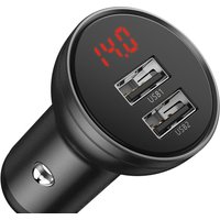 Caricabatterie Auto Baseus Digital Display, 24W, 2.4A, 2 x USB-A, Grigio CCBX-0G
