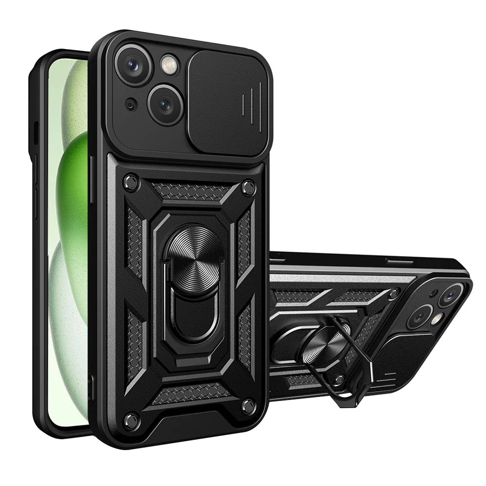 Custodia per Apple iPhone 15, Techsuit, CamShield, Nera — 1