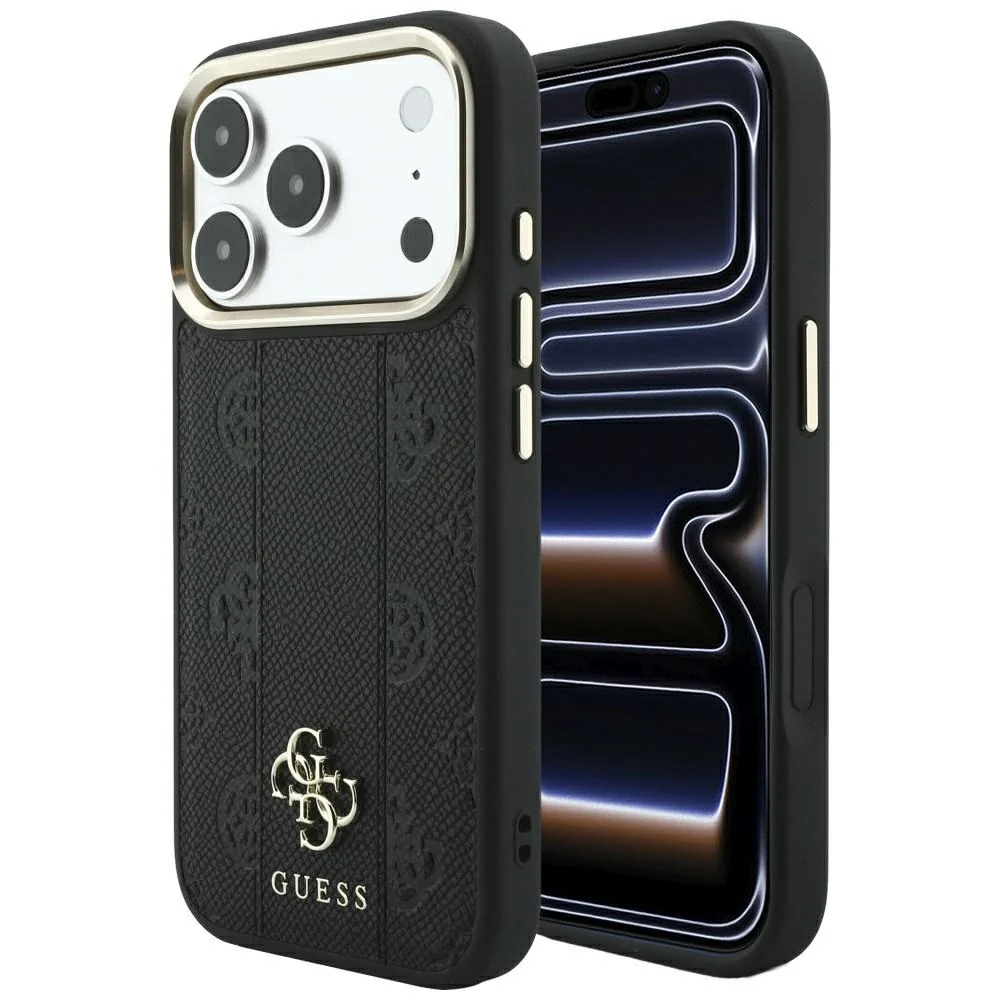 Custodia MagSafe per Apple iPhone 18 Pro Max / 17 Pro Max, Guess, Stripe Peony 4G, Nera — 1