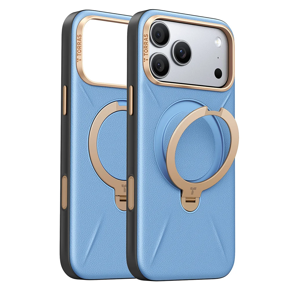 Custodia MagSafe per Apple iPhone 18 Pro / 17 Pro, Torras, QPRO Leather, Blu — 1