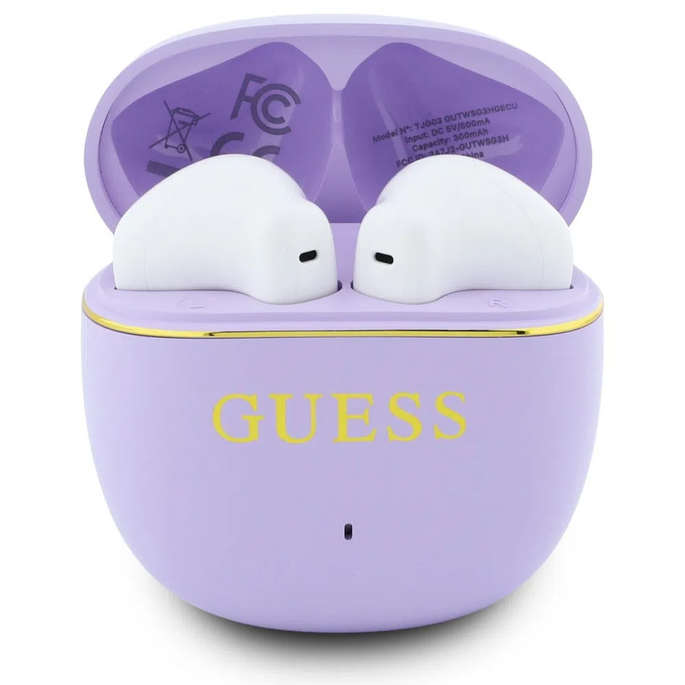 Auricolare Bluetooth Guess Glossy Gold Line Classic, TWS, Viola — 1