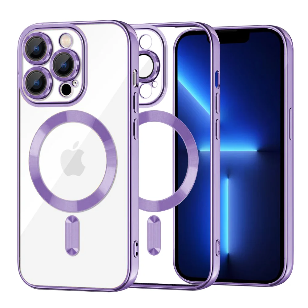 Custodia MagSafe per Apple iPhone 13 Pro Max, Techsuit, Luxury Crystal, Viola Chiaro — 1