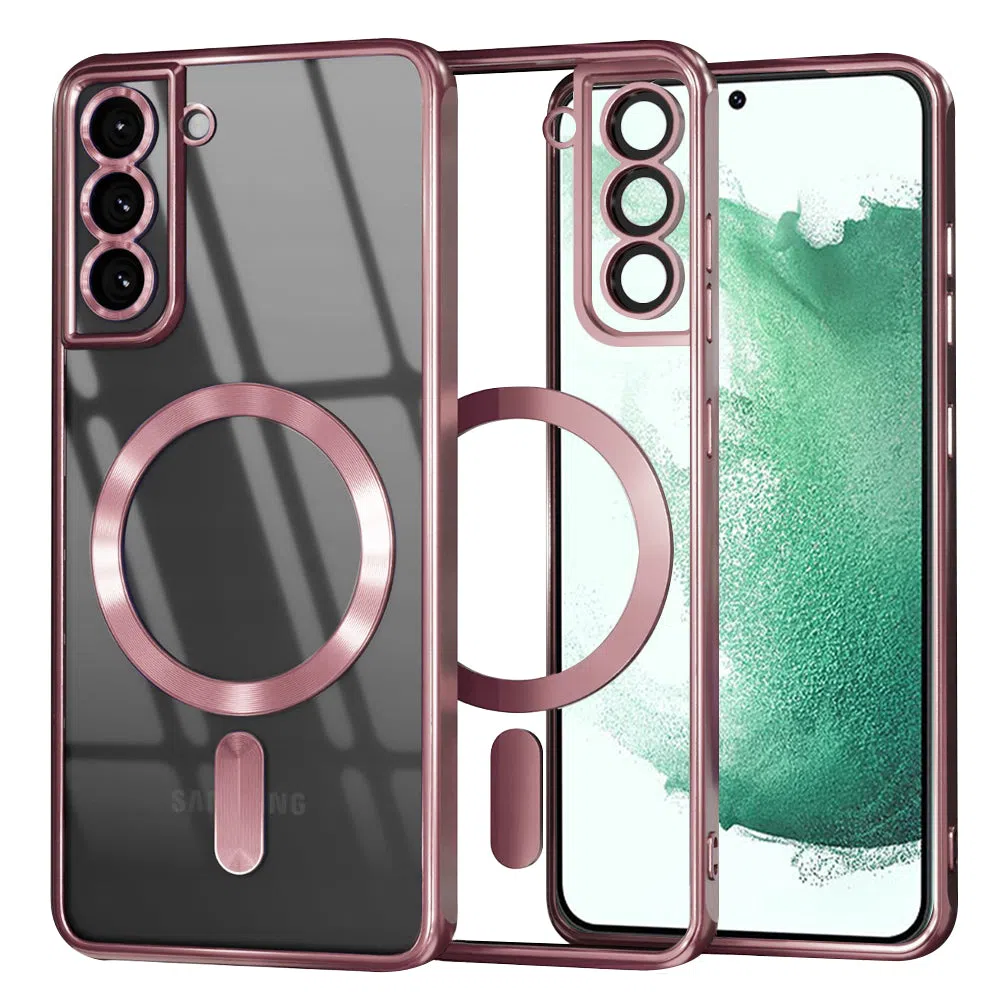Custodia MagSafe per Samsung Galaxy S22+ 5G S906, Techsuit, Luxury Crystal, Rosa — 1