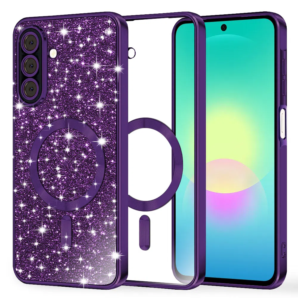 Custodia MagSafe per Samsung Galaxy A27 5G, Techsuit, Luxury Glitter, Viola Scuro — 1