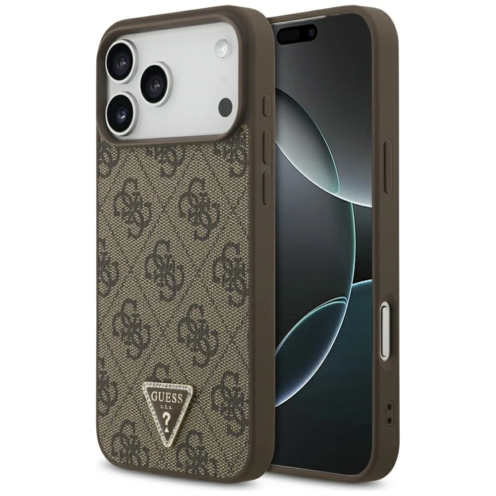 Custodia MagSafe per Apple iPhone 18 Pro Max / 17 Pro Max, Guess, 4G Triangle Strass, Marrone — 1