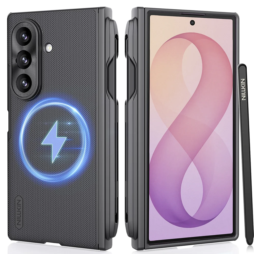 Custodia MagSafe per Samsung Galaxy Z Fold8 Ultra F976, Nillkin, Super Frosted Shield con Porta Penna, Nera — 1