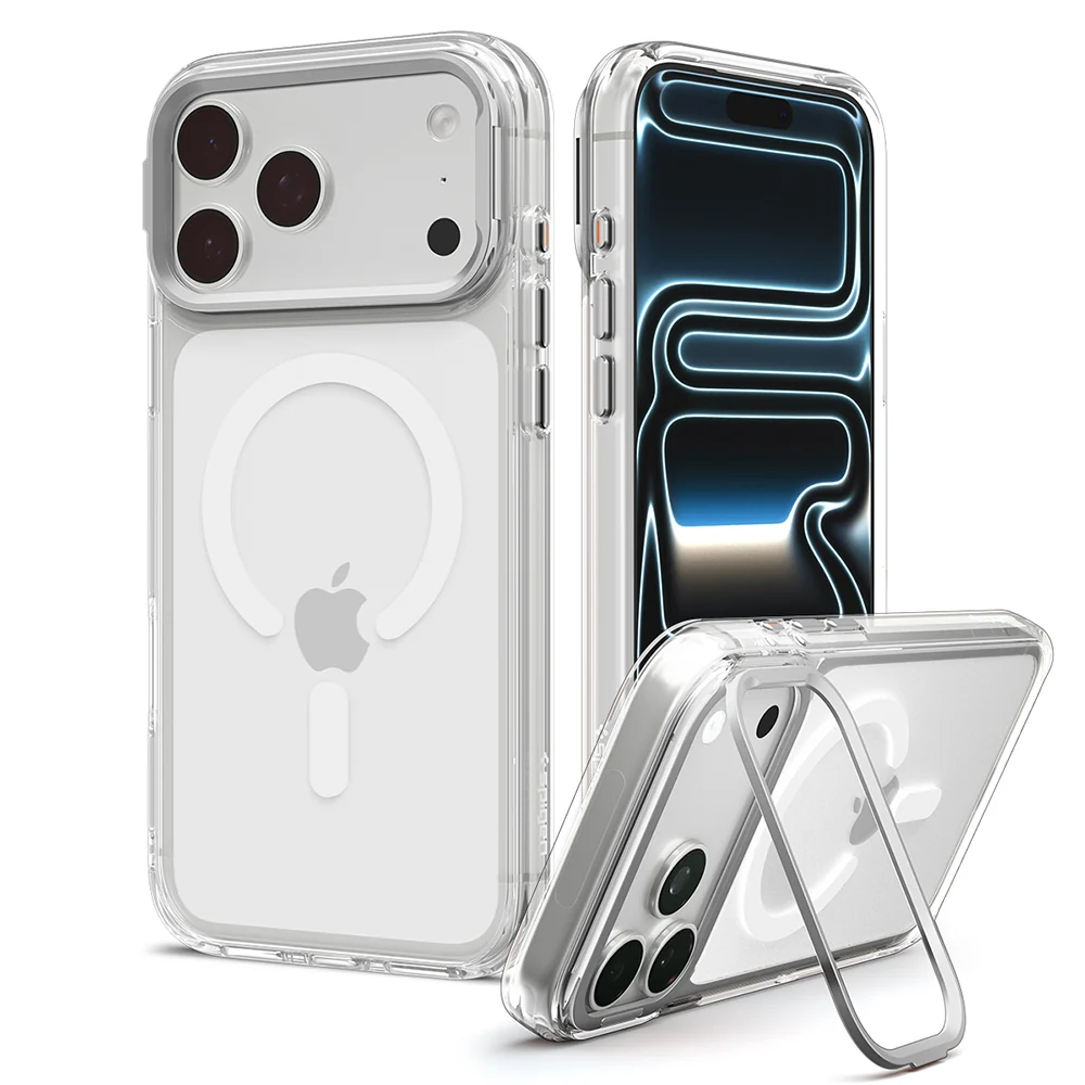 Custodia MagSafe per Apple iPhone 18 Pro Max / 17 Pro Max, Spigen, Ultra Hybrid Optik S, Argento Trasparente ACS11908 — 1