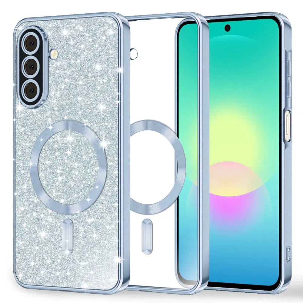 Custodia MagSafe per Samsung Galaxy A27 5G, Techsuit, Luxury Glitter, Blu — 1