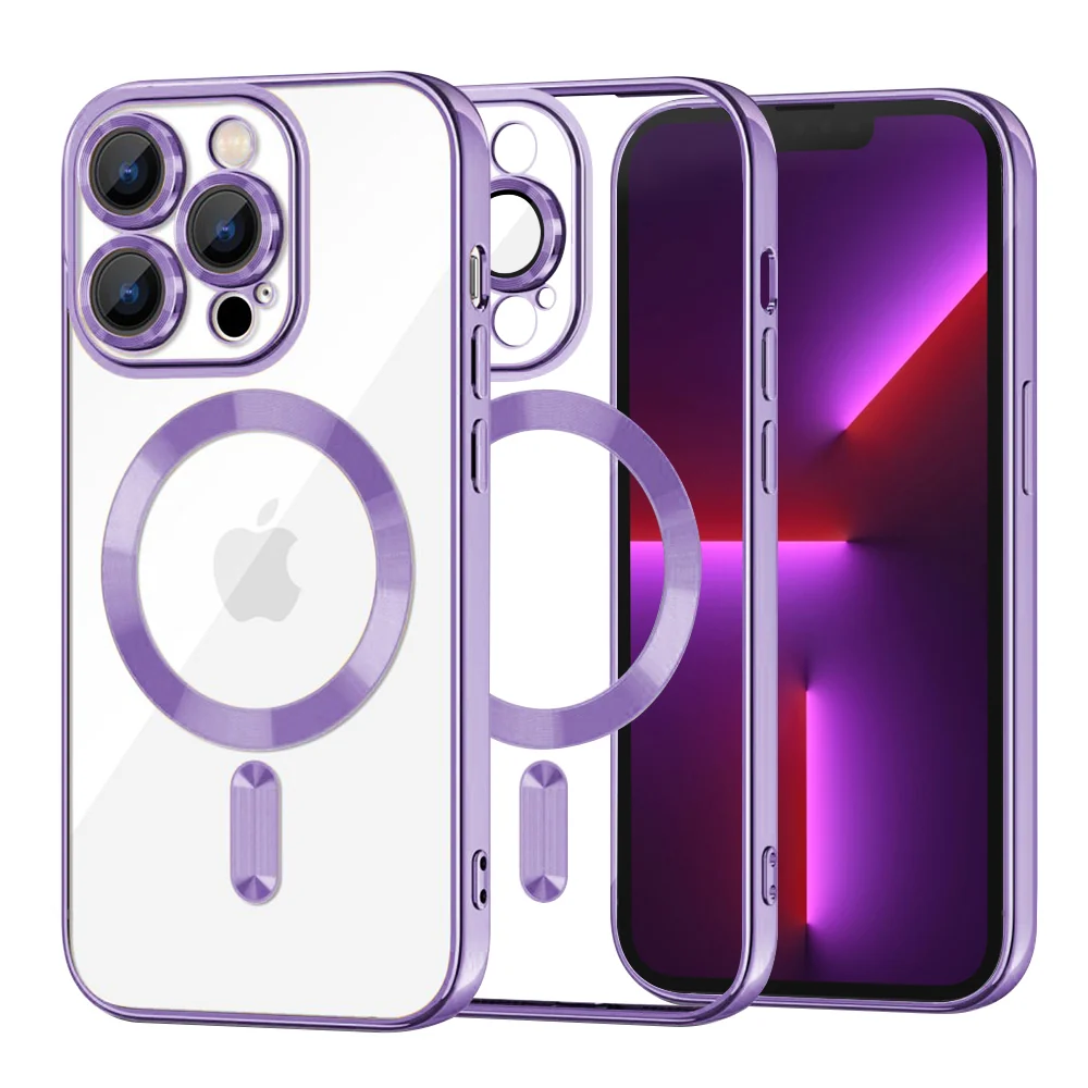 Custodia MagSafe per Apple iPhone 13 Pro, Techsuit, Luxury Crystal, Viola Chiaro — 1