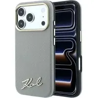 Custodia MagSafe per Apple iPhone 18 Pro Max / 17 Pro Max, Karl Lagerfeld, Saffiano Small Script Metal Logo, Beige