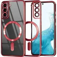Custodia MagSafe per Samsung Galaxy S22 5G S901, Techsuit, Luxury Crystal, Rossa