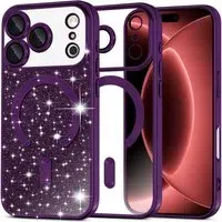 Custodia MagSafe per Apple iPhone 18 Pro Max / 17 Pro Max, Techsuit, Luxury Glitter, Viola Scuro
