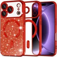 Custodia MagSafe per Apple iPhone 18 Pro / 17 Pro, Techsuit, Luxury Glitter, Rossa