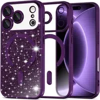 Custodia MagSafe per Apple iPhone 18 Pro / 17 Pro, Techsuit, Luxury Glitter, Viola Scuro