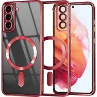 Custodia MagSafe per Samsung Galaxy S21 5G G991, Techsuit, Luxury Crystal, Rossa