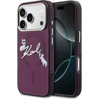 Custodia MagSafe per Apple iPhone 18 Pro / 17 Pro, Karl Lagerfeld, IML Choupette Karl Script Logo, Vinaccia