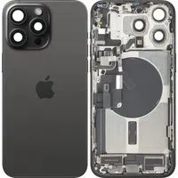 Cover Batteria Apple iPhone 15 Pro Max, Con Scocca Centrale, Parti Complete, Nero (Titanio Nero), Swap Premium