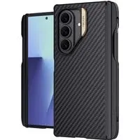 Custodia MagSafe per Samsung Galaxy Z Fold7 F966, Nillkin, Synthetic Fiber Pro con supporto per S-Pen, Nero Dorato
