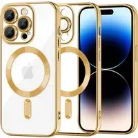 Custodia MagSafe per Apple iPhone 14 Pro, Techsuit, Luxury Crystal, Dorata