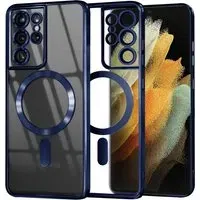 Custodia MagSafe per Samsung Galaxy S21 Ultra 5G G998, Techsuit, Luxury Crystal, Blu Scuro