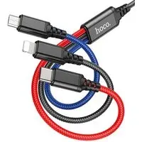 Cavo di Ricarica USB-A - Lightning / microUSB / USB-C HOCO X76 3in1, 18W, 1m, Multicolore