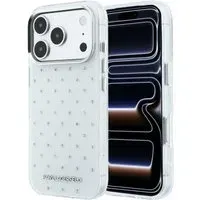 Custodia per Apple iPhone 18 Pro / 17 Pro, Karl Lagerfeld, IML Strass e Logo Elettrodeposto, Bianca