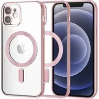 Custodia MagSafe per Apple iPhone 12, Techsuit, Luxury Crystal, Rosa