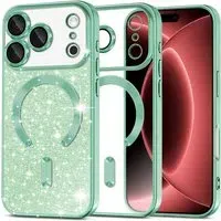 Custodia MagSafe per Apple iPhone 18 Pro Max / 17 Pro Max, Techsuit, Luxury Glitter, Verde Chiaro