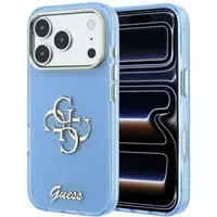 Custodia per Apple iPhone 18 Pro / 17 Pro, Guess, IML 4G Metal Script, Blu