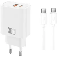 Caricatore da Rete con Cavo USB-C XO Design CE42, 30W, 3A, 1 x USB-A - 1 x USB-C, Bianco