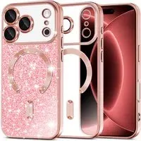 Custodia MagSafe per Apple iPhone 18 Pro Max / 17 Pro Max, Techsuit, Luxury Glitter, Rosa Dorato