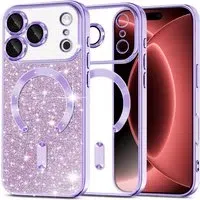 Custodia MagSafe per Apple iPhone 18 Pro Max / 17 Pro Max, Techsuit, Luxury Glitter, Viola Chiaro