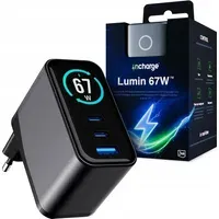 Caricatore da rete 3MK InCharge Lumin Display, 67W, 5A, 1 x USB-A - 2 x USB-C, Nero