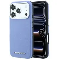 Custodia MagSafe per Apple iPhone 18 Pro / 17 Pro, Karl Lagerfeld, Logo Allungato Granulato, Blu