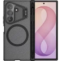 Custodia MagSafe per Samsung Galaxy Z Fold8 Ultra F976, Nillkin, CamShield Pro con copertura trasparente per lenti e supporto per S-Pen, Nero Trasparente