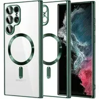Custodia MagSafe per Samsung Galaxy S22 Ultra 5G S908, Techsuit, Luxury Crystal, Verde Scuro