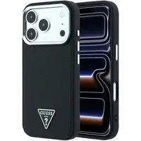 Custodia MagSafe per Apple iPhone 18 Pro Max / 17 Pro Max, Guess, Logo Triangolo Granulato, Nera