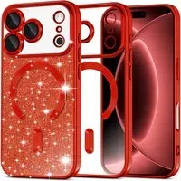 Custodia MagSafe per Apple iPhone 18 Pro Max / 17 Pro Max, Techsuit, Luxury Glitter, Rossa