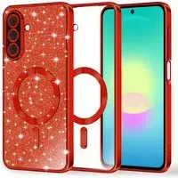 Custodia MagSafe per Samsung Galaxy A27 5G, Techsuit, Luxury Glitter, Rossa