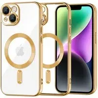 Custodia MagSafe per Apple iPhone 14, Techsuit, Luxury Crystal, Dorata