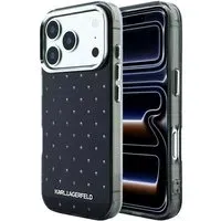 Custodia per Apple iPhone 18 Pro / 17 Pro, Karl Lagerfeld, IML Strass e Logo Elettroplaccato, Nera