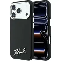 Custodia MagSafe per Apple iPhone 18 Pro Max / 17 Pro Max, Karl Lagerfeld, Saffiano Small Script Metal Logo, Nera