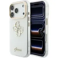 Custodia per Apple iPhone 18 Pro, Guess, IML 4G Metal Script, Bianca