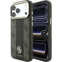 Custodia MagSafe per Apple iPhone 18 Pro Max / 17 Pro Max, Guess, 4G Stripe Round Classic Logo, Marrone