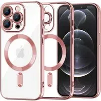 Custodia MagSafe per Apple iPhone 12 Pro, Techsuit, Luxury Crystal, Rosa