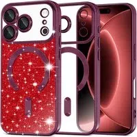 Custodia MagSafe per Apple iPhone 18 Pro Max / 17 Pro Max, Techsuit, Luxury Glitter, Vinaccia Scuro