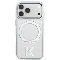 Custodia MagSafe per Apple iPhone 18 Pro / 17 Pro, Karl Lagerfeld, IML Ring Stand Kameo Metal, Trasparente