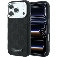 Custodia MagSafe per Apple iPhone 18 Pro Max / 17 Pro Max, Karl Lagerfeld, Logo in resina monocromatica granulata, Nera