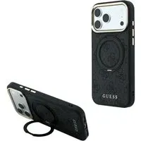 Custodia MagSafe per Apple iPhone 18 Pro / 17 Pro, Guess, Ring Stand Classic Logo, Nera